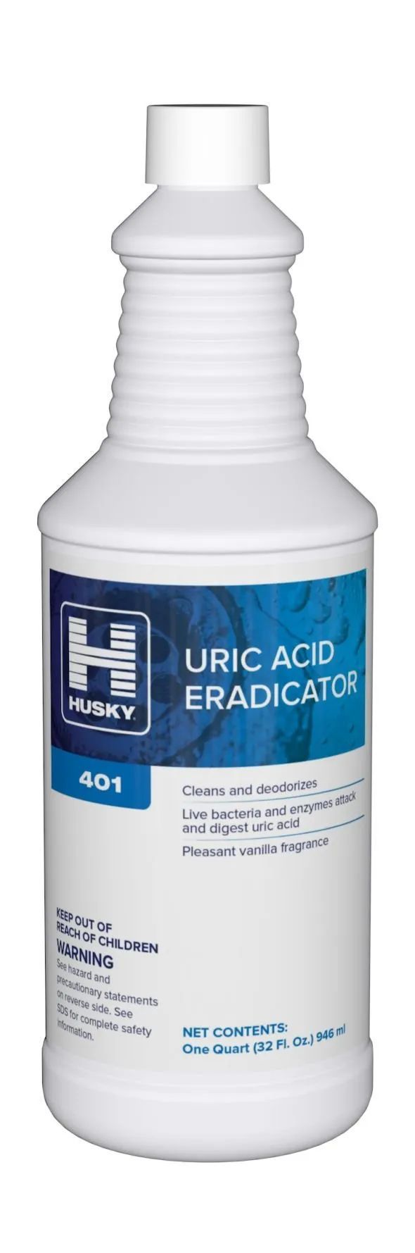 Husky 401 - Uric Acid Eradicator - 32 oz and gallon. Attacks and breaks down uric acid odors. Pleasant vanilla aroma.