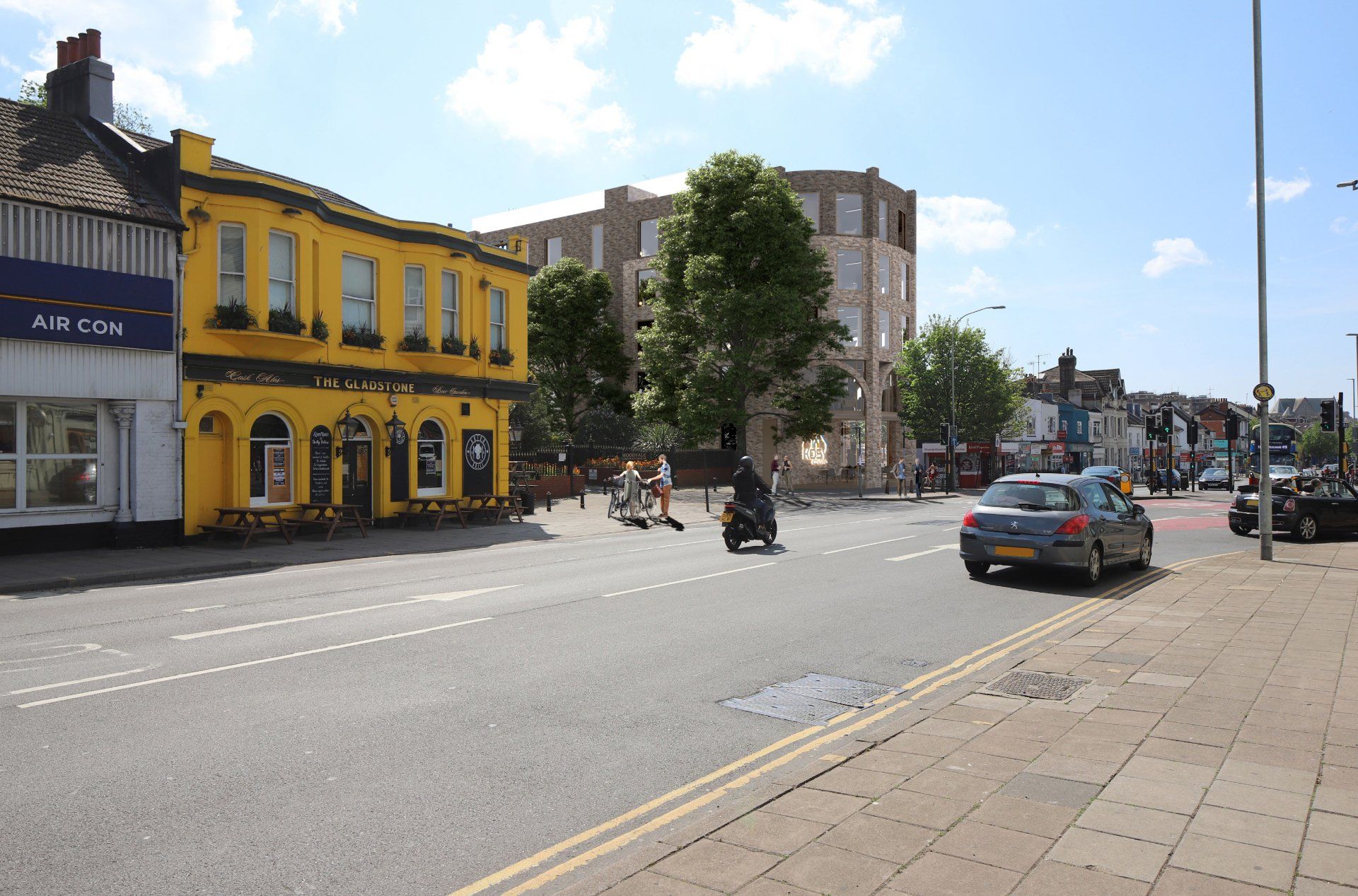 Brighton Street With cars, buildings and tree
