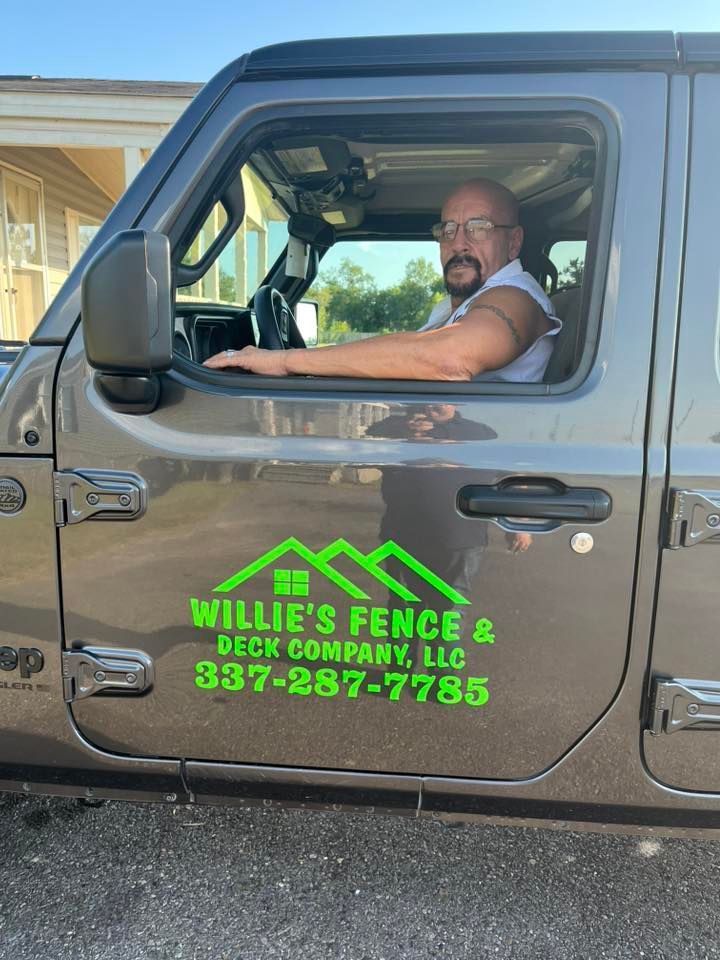 Man in Jeep with company logo 