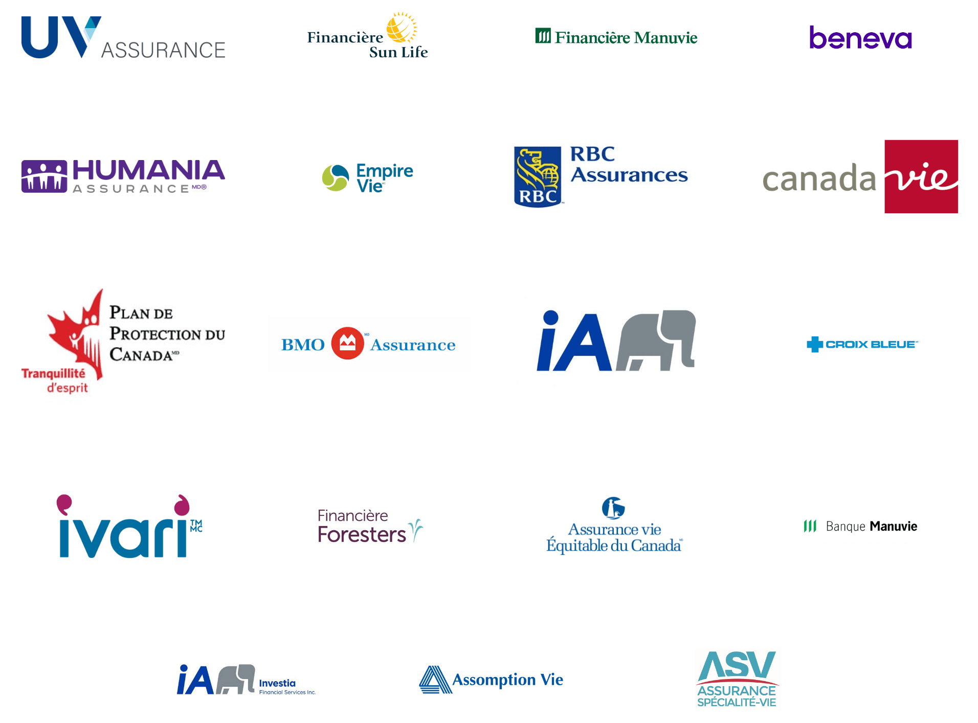un tas de logos pour différentes entreprises sur fond blanc