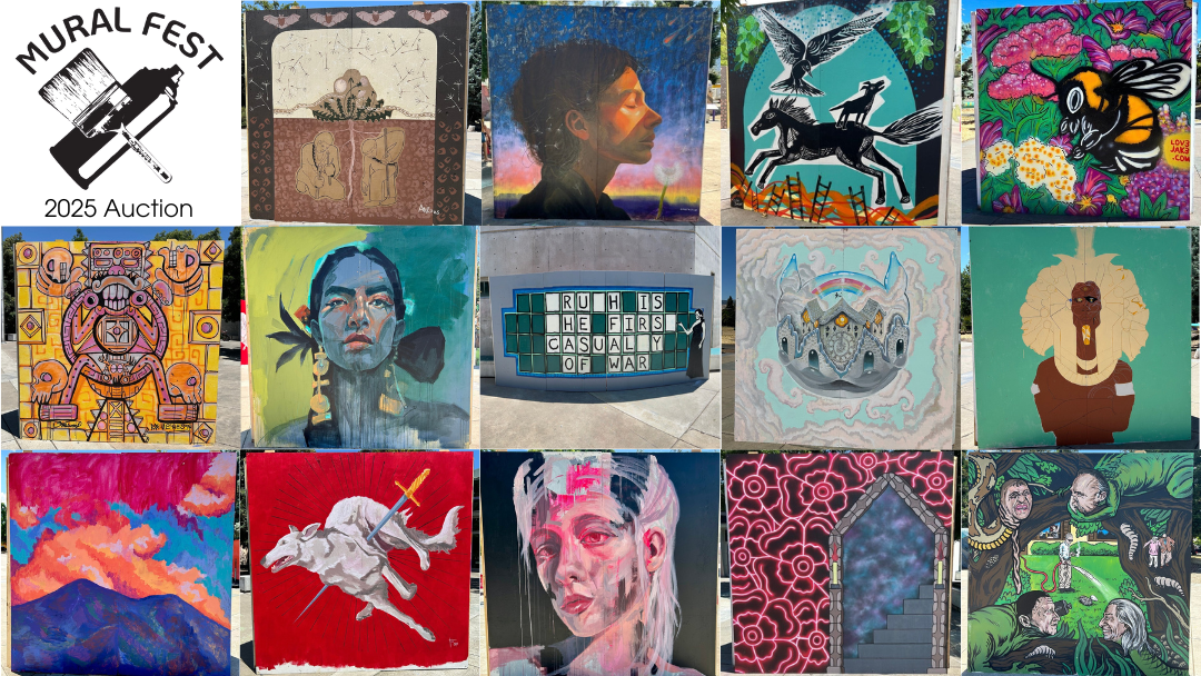 A collage of the murals painted at Mural Fest 2025