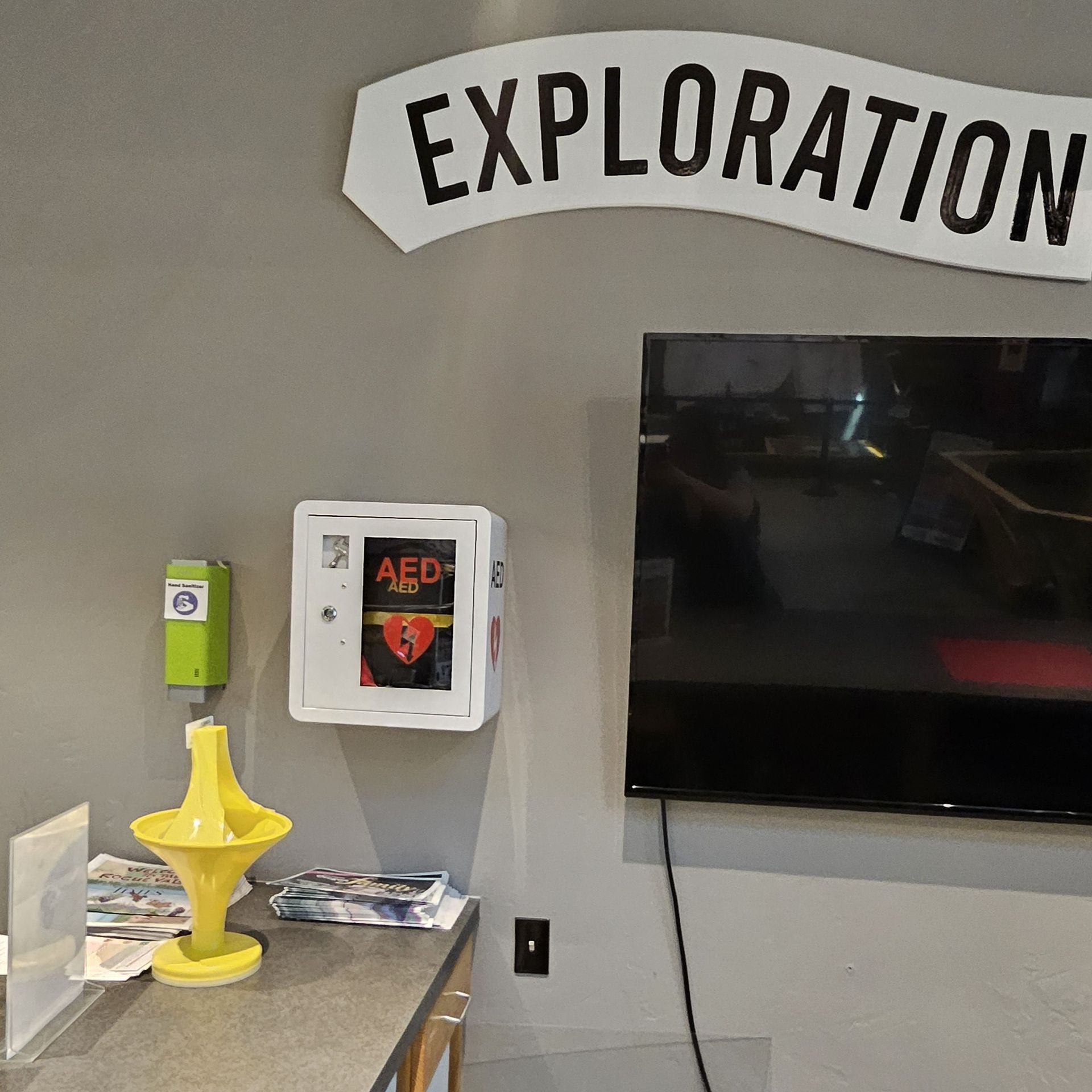 Automated External Defibrillator (AED) at the Exploration Station in Kranzler Hall.