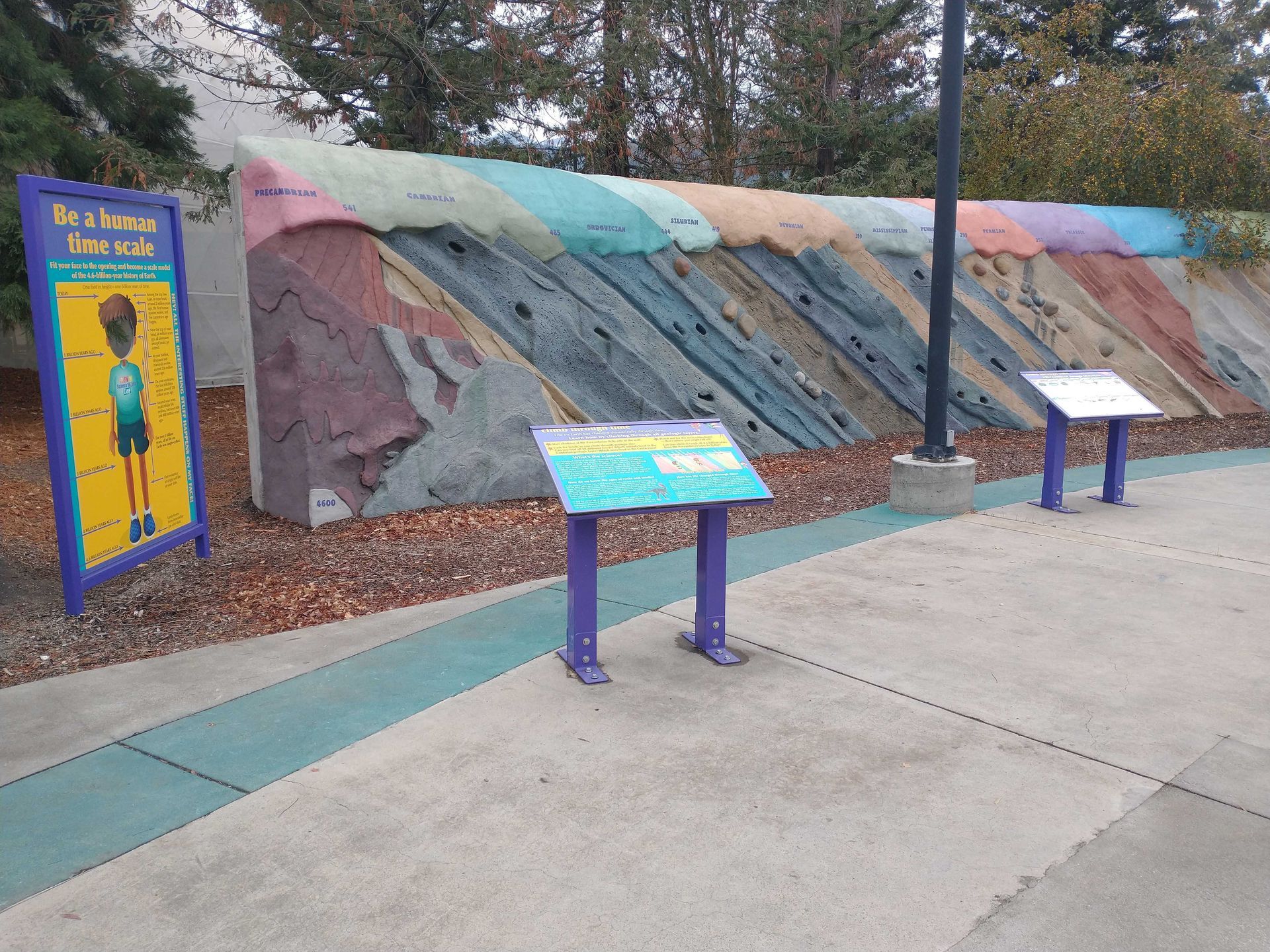 The Climb Through Time Wall in the ScienceWorks Plaza