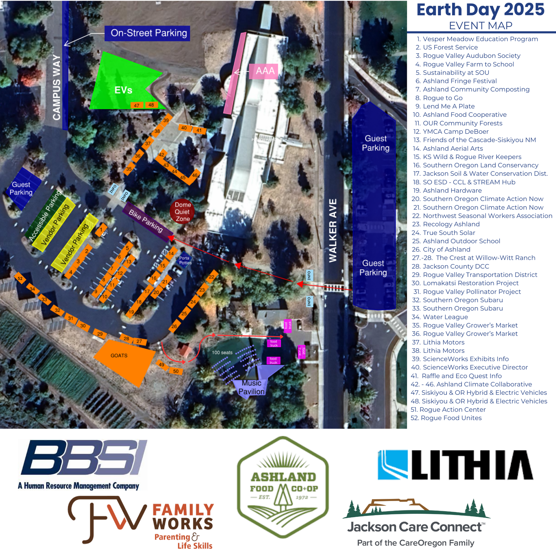ScienceWorks Aerial view vendor map for Earth Day 2025.