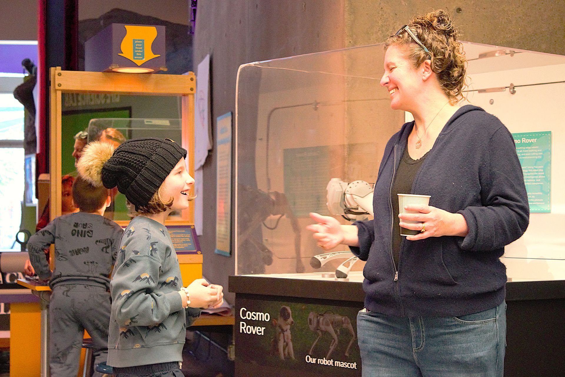 A family having fun at ScienceWorks