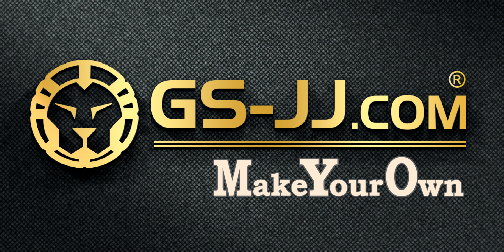 GS-JJ.com gold logo with the slogan “MakeYourOwn” on a dark textured background