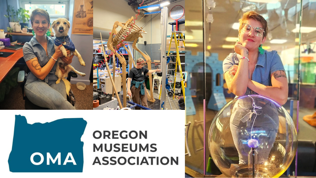 collage of 3 photos of Liz Koonce and the OMA logo