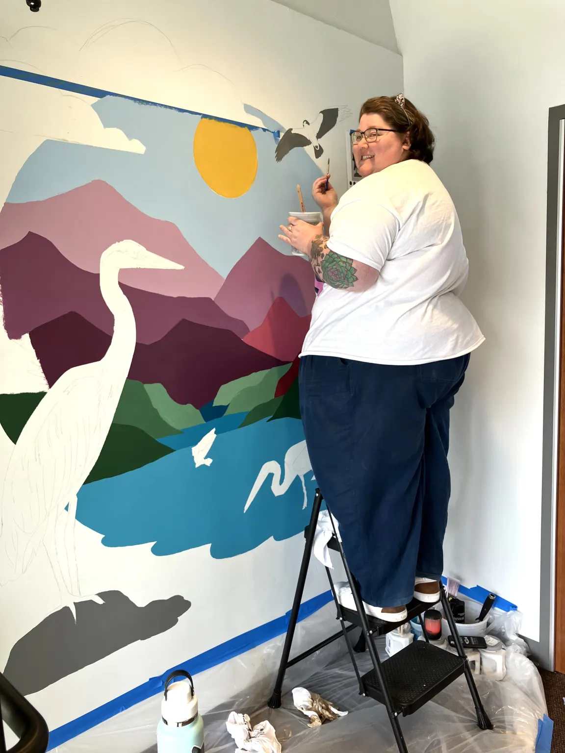 Artist Morgan Gaines wearing some of their indigenous beadwork