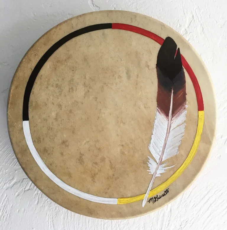 Painted Native American Drum by Morgan Gaines