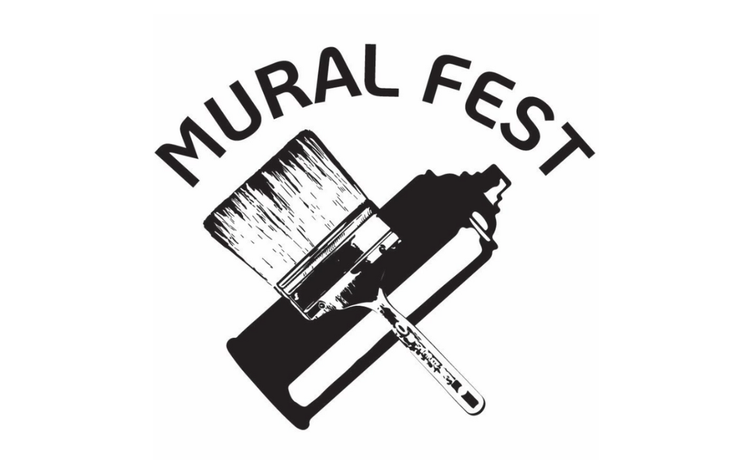 Mural Fest Logo. Shows a paint brush and spray paint can