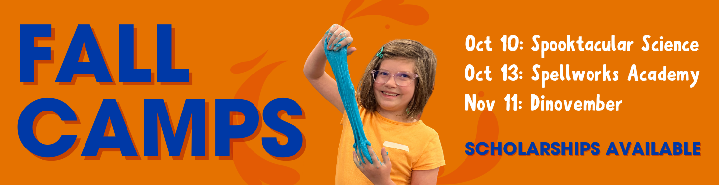 Photo of young girl playing with blue slime at a ScienceWorks Camp. Click to visit the Camps page.