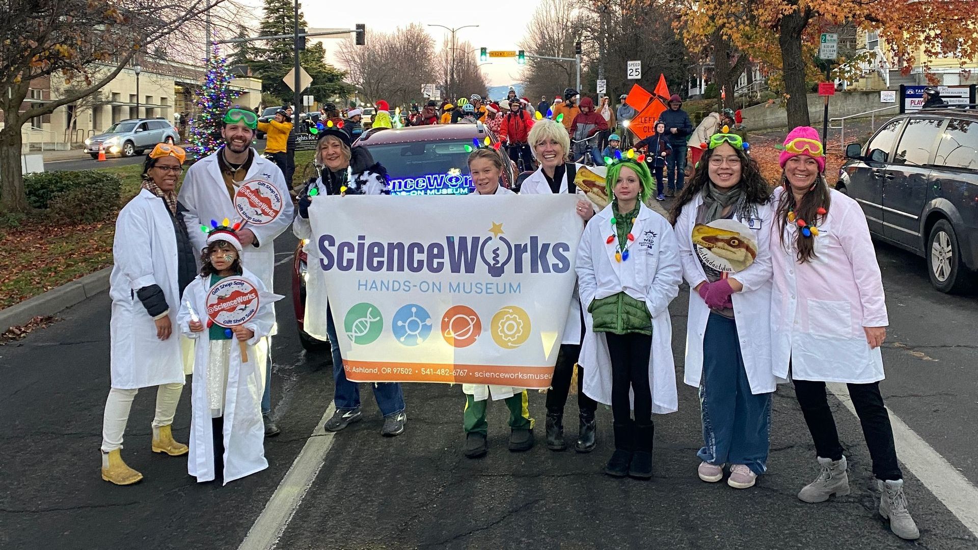 ScienceWorks Staff at the Festival of Lights Parade 2024 in Ashland Oregon