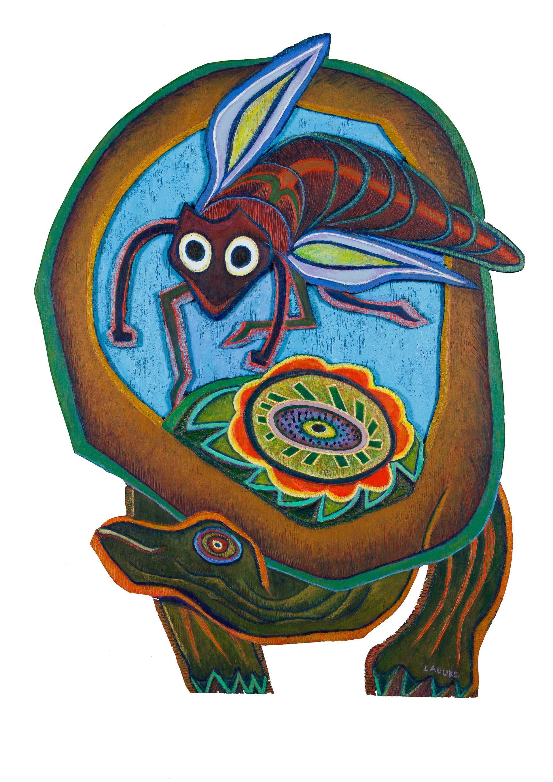 Turtle Hosting Bee Honeymaker by Betty LaDuke