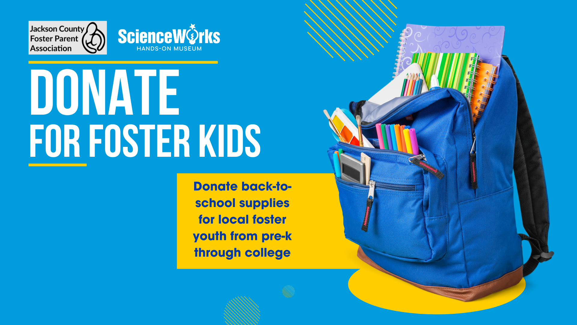 an image of a backpack full of supplies with the text