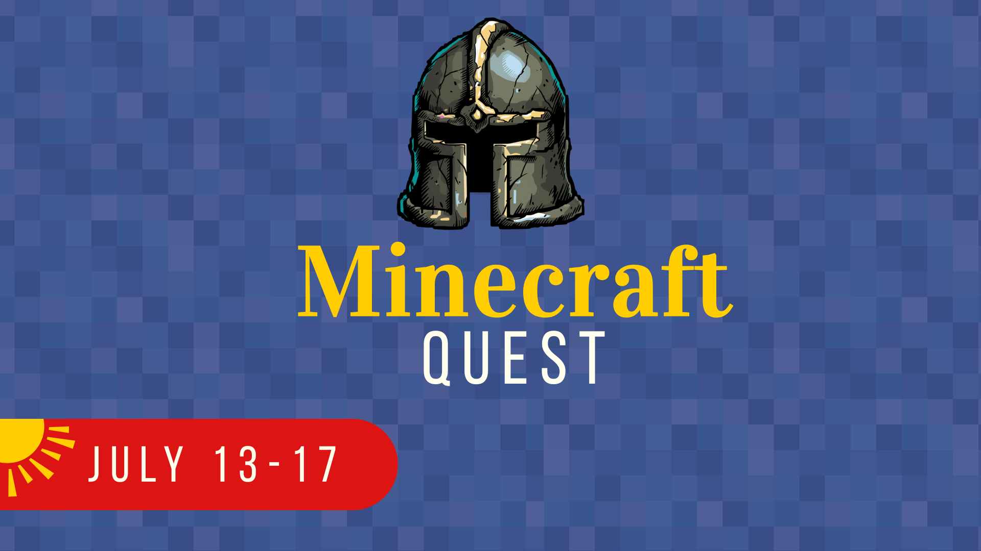 Minecraft Quest event graphic: Steel helmet above text 