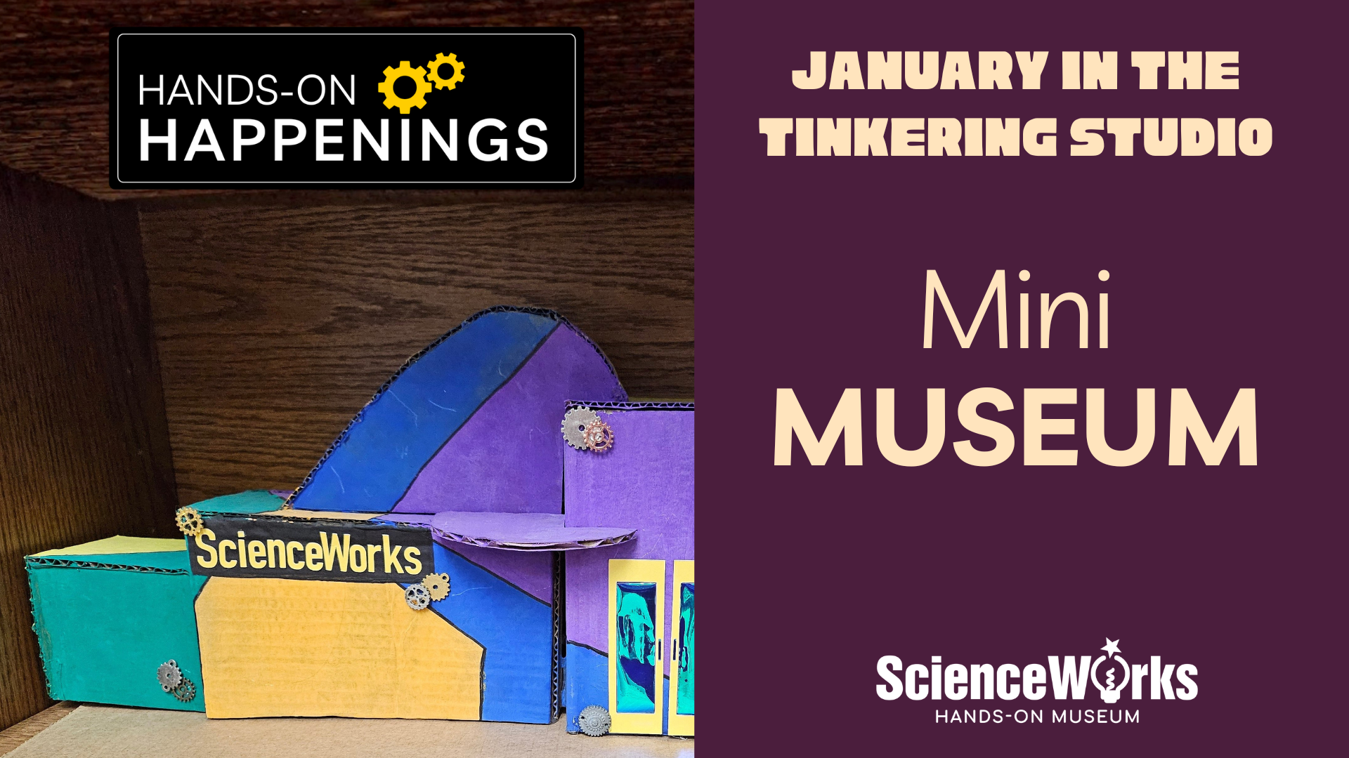 Miniature museum made of colorful cardboard, part of a