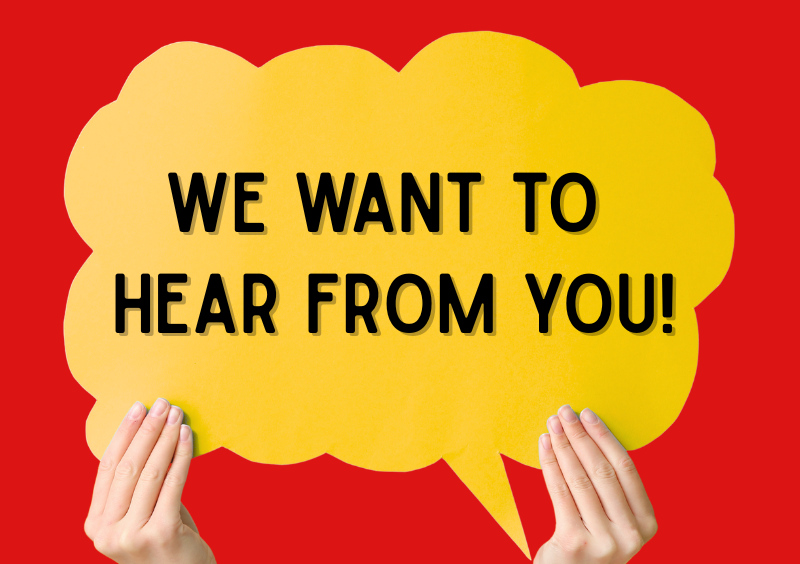 Hands holding a yellow speech bubble with