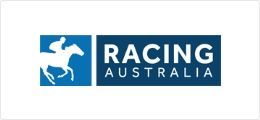 A logo for racing australia with a horse and jockey on it.