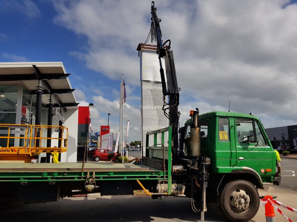 Green HIAB Truck — Bell's Carrying & Crane Hire Service Pty Ltd in Bungalow, QLD