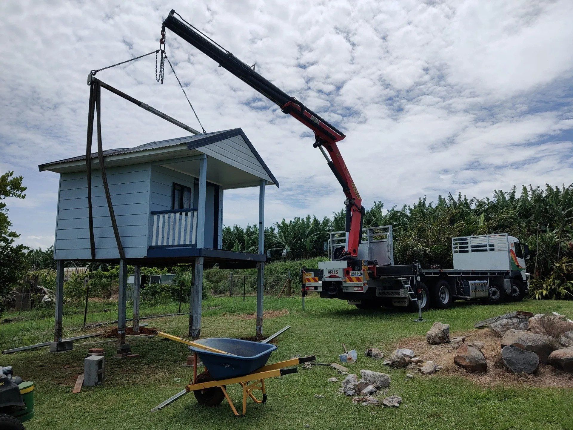 Crane Truck Pickup The House — Bell's Carrying & Crane Hire Service Pty Ltd in Bungalow, QLD