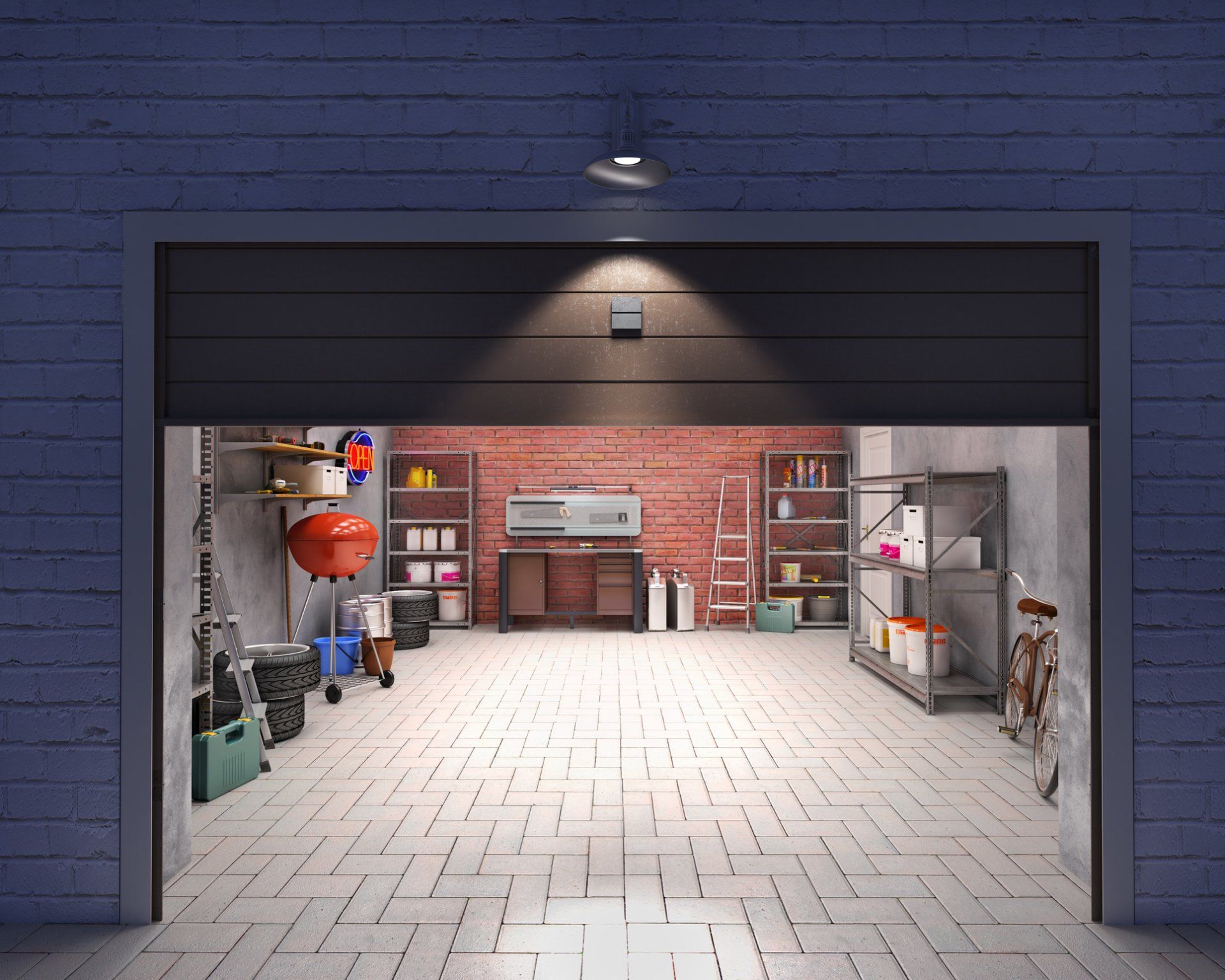 Garage with Open Door — Springfield, IL — Springfield Overhead Doors By Hart
