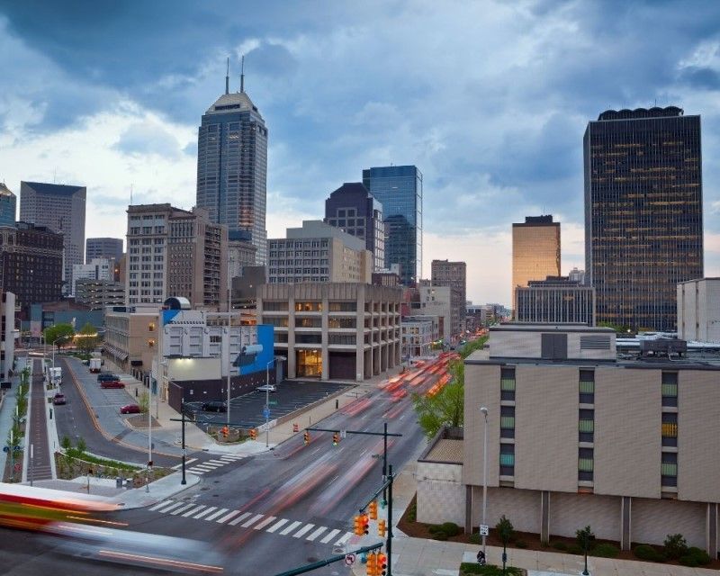 Downtown Indianapolis with fast moving traffic, The Good, the bad, the ugly of Living in Indianapolis Downtown Indianapolis with fast moving traffic, The Good, the bad, the ugly of Living in Indianapolis