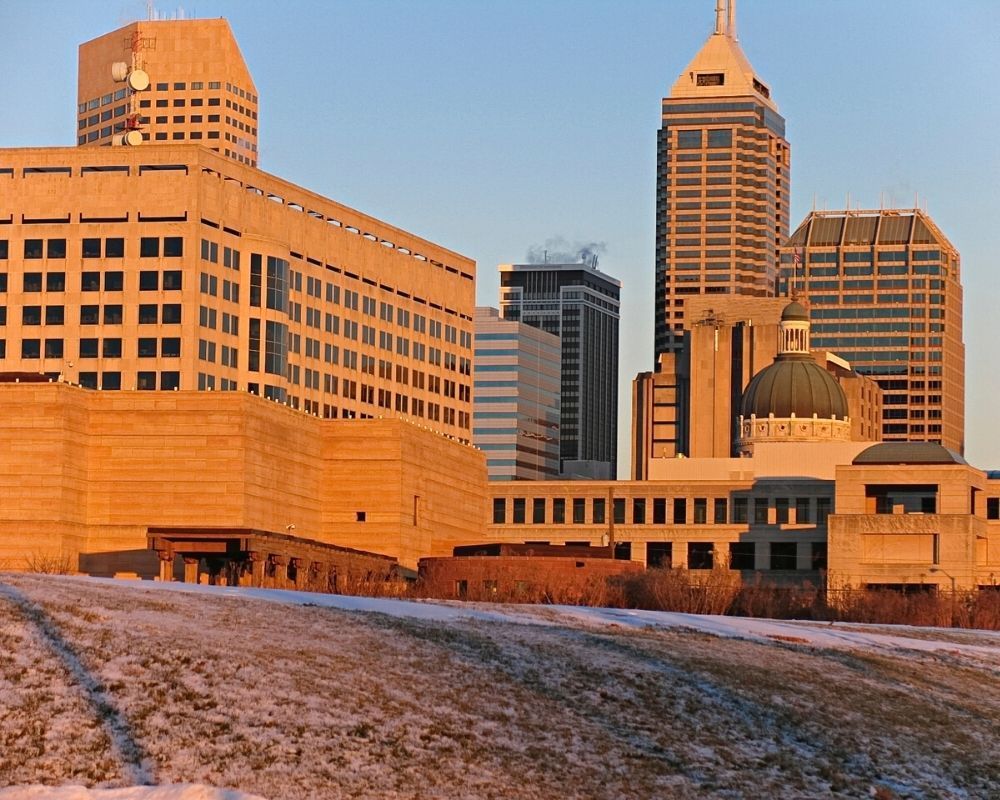 Frost covered ground in downtown Indianapolis Frost covered ground in downtown Indianapolis