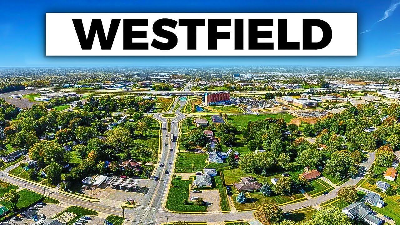 An aerial view of a residential area in Westfield In