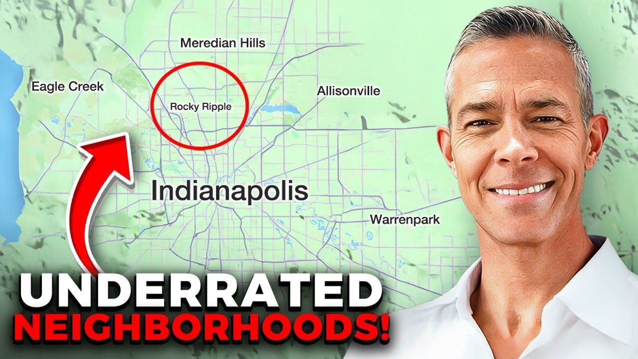 Man pointing to a map of Indianapolis, highlighting an area with text 