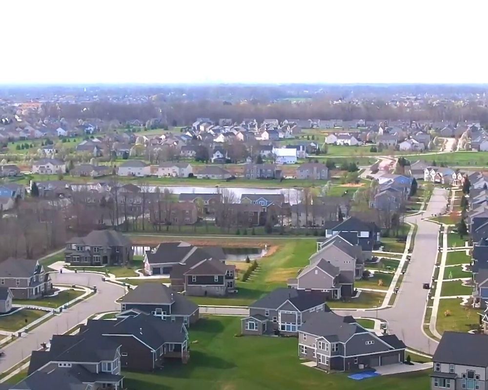 aerial of a neighborhood in Carmel IN, Cons of Living in Carmal Indiana aerial of a neighborhood in Carmel IN, Cons of Living in Carmal Indiana