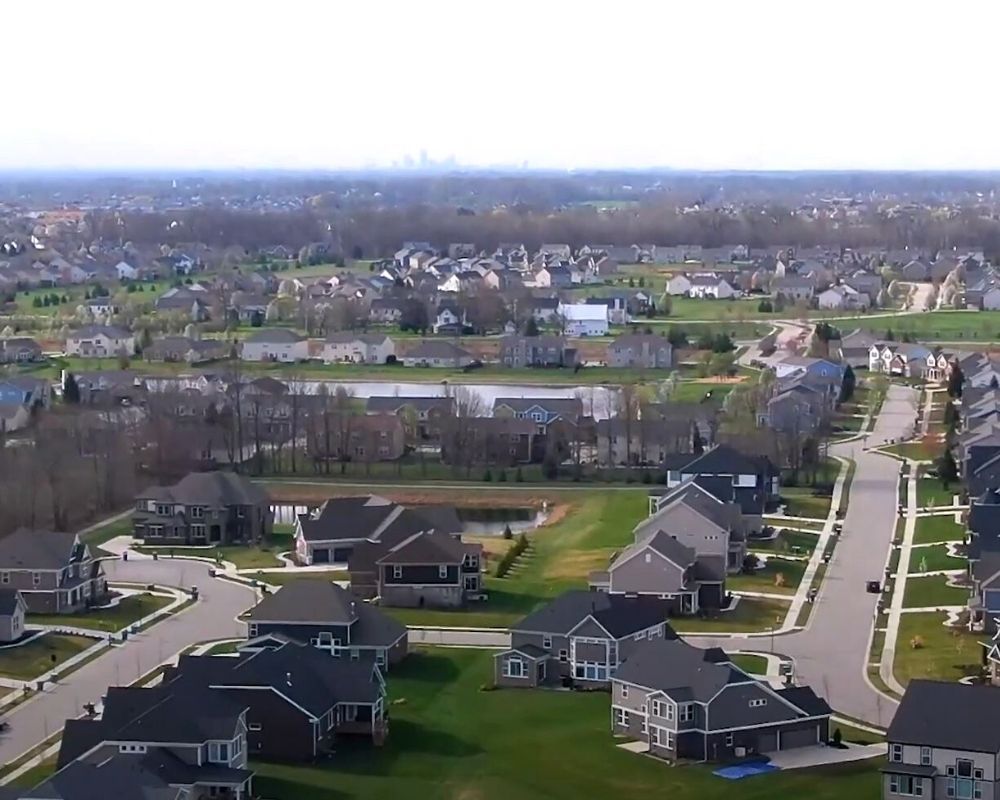 aerial view of a neighborhood in Northwest Carmel Indiana aerial view of a neighborhood in Northwest Carmel Indiana