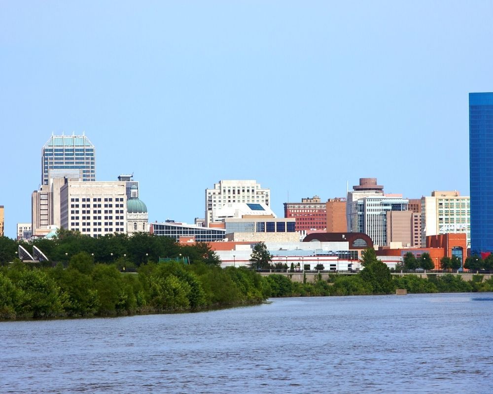 view of Indianapolis from the river, The Controversial times zones in Indianapolis (4) view of Indianapolis from the river, The Controversial times zones in Indianapolis (4)