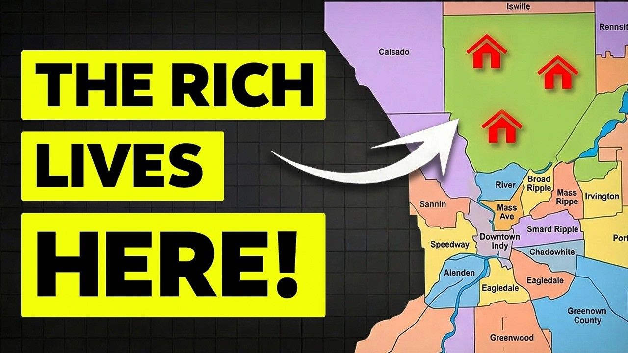 A map with an arrow pointing to a green region marked with three house icons, next to the text