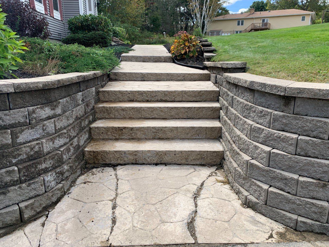 After Stone Walkway with Steps Power Wash