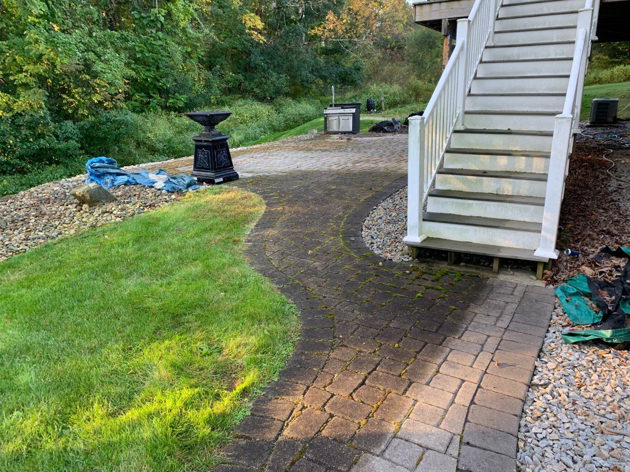 Stone Walkway Power washing Before & After
