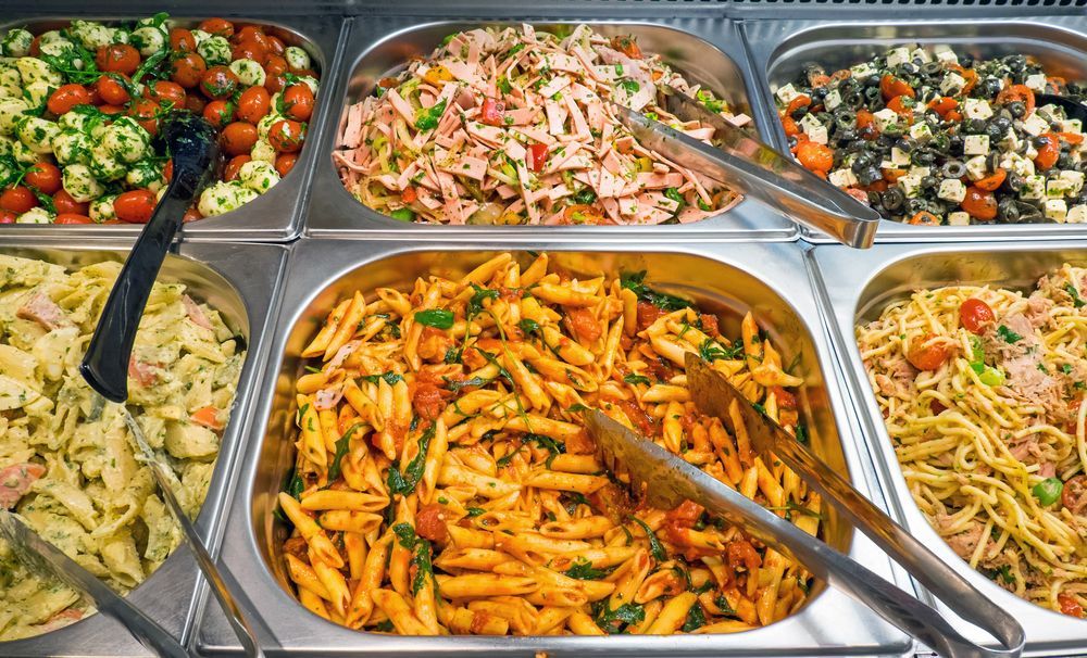 A Buffet Display of Several Pasta and Salad Dishes — Mount Louisa Snack Bar in Mount Louisa, QLD