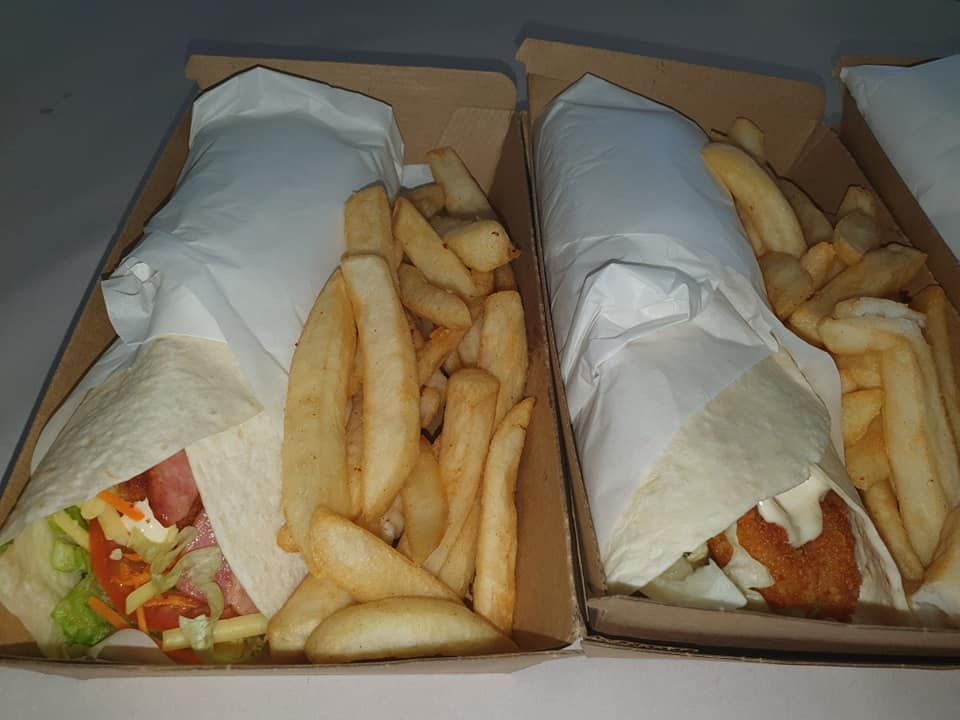 Two Boxes of Wraps with Fries — Mount Louisa Snack Bar in Mount Louisa, QLD