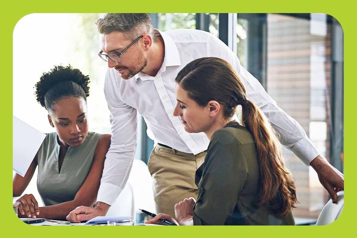 Young business professionals in an office setting