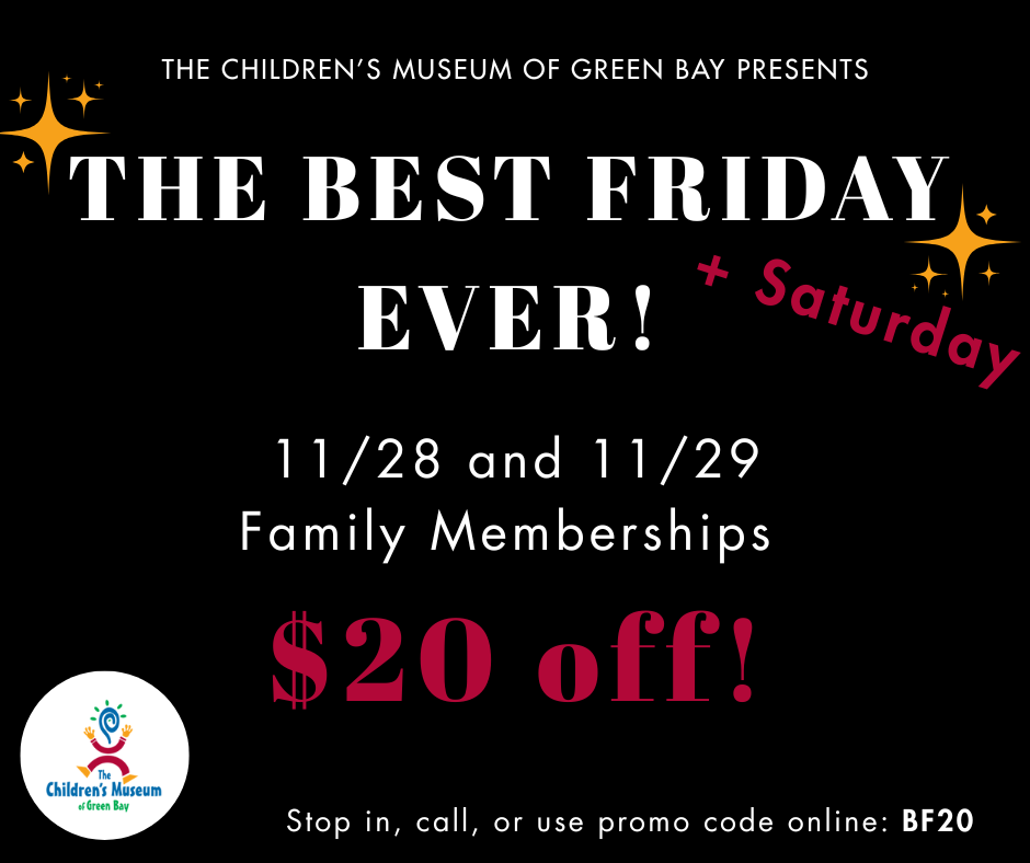 Family memberships $20 off, 11/28 & 11/29. Use promo code BF20.