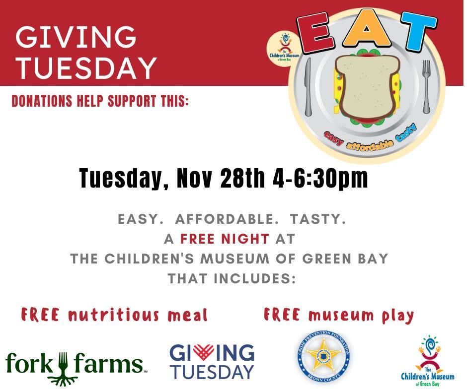 An advertisement for giving tuesday that includes a free museum play
