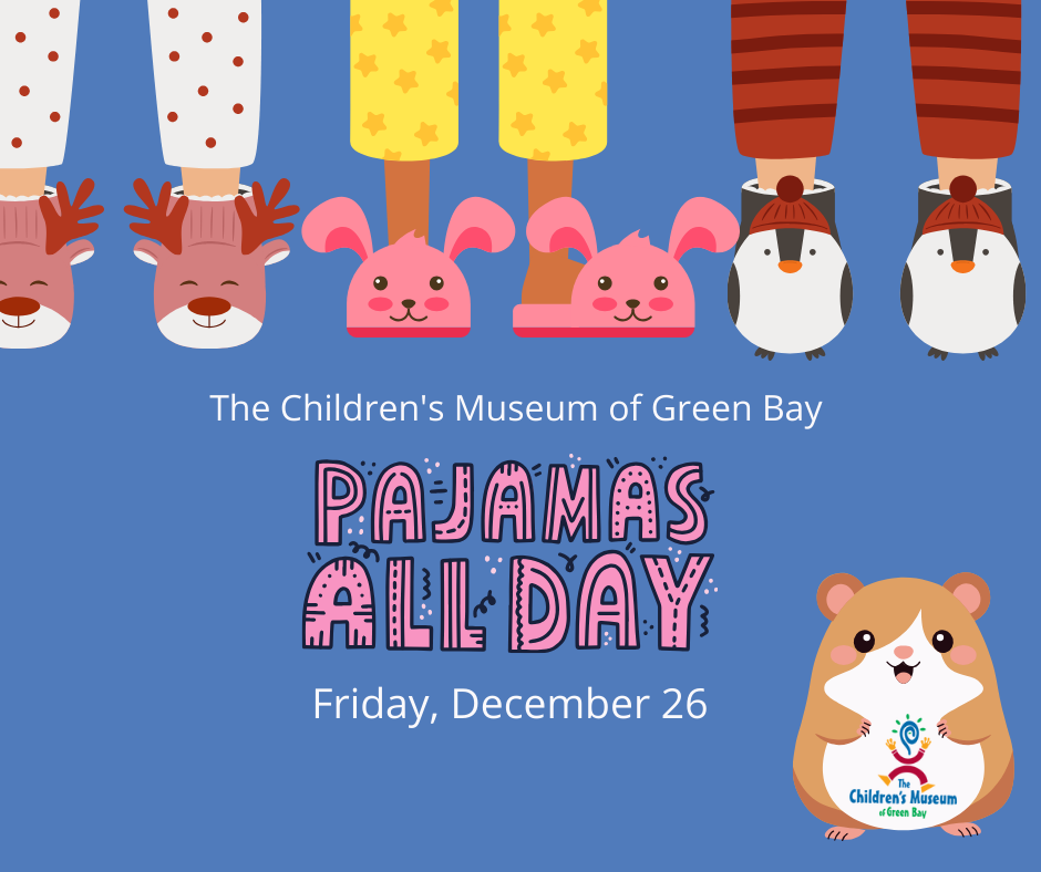 Pajamas All Day on December 26. Feet in pajama pants and slippers, hamster.