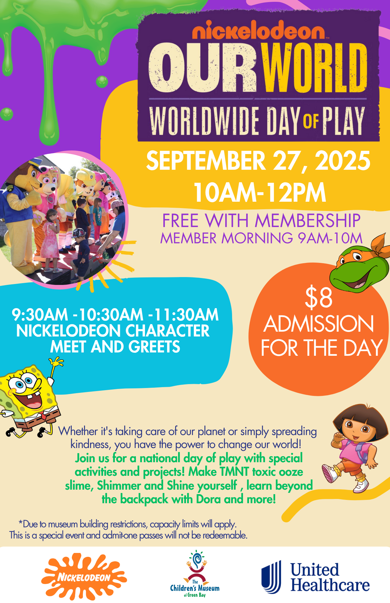 A poster for nickelodeon our world worldwide day of play on september 27 , 2025.