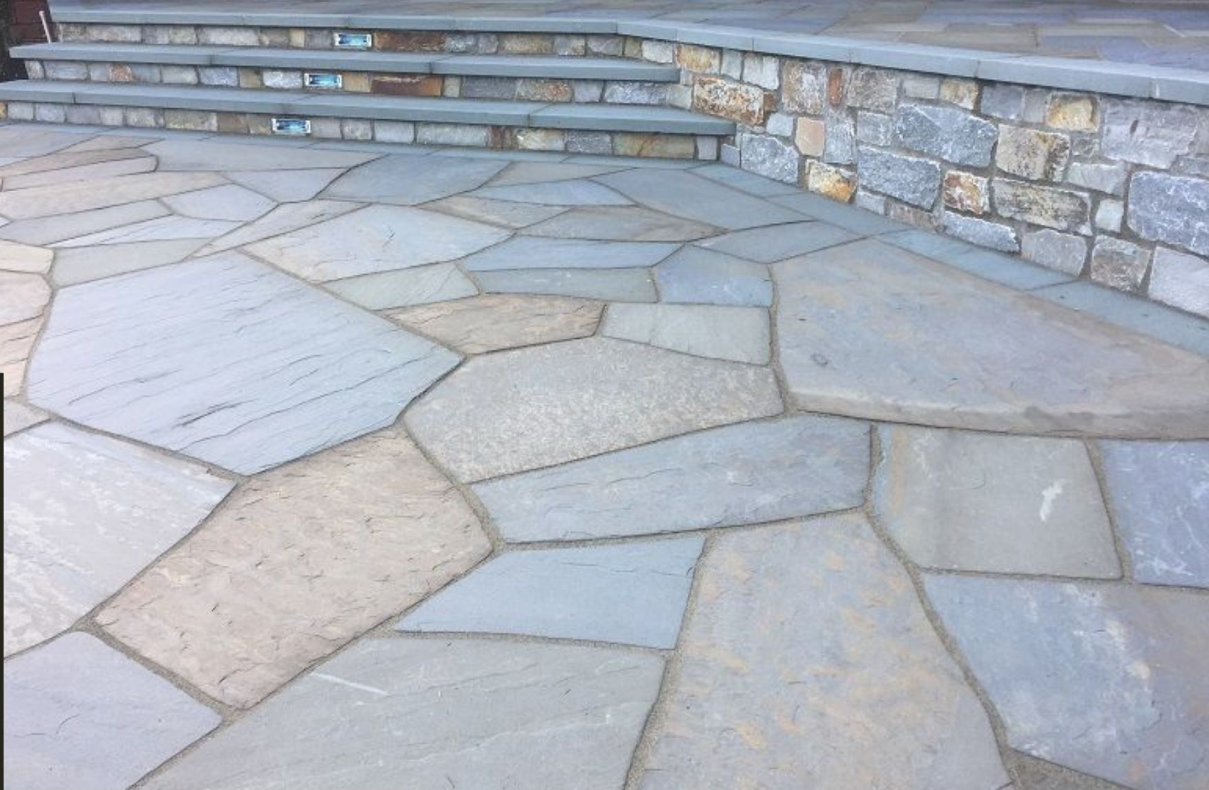 flagstone patio and stone stairs