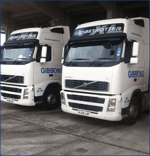 Gibbons Logistics lorry delivering goods from a tipper trailer