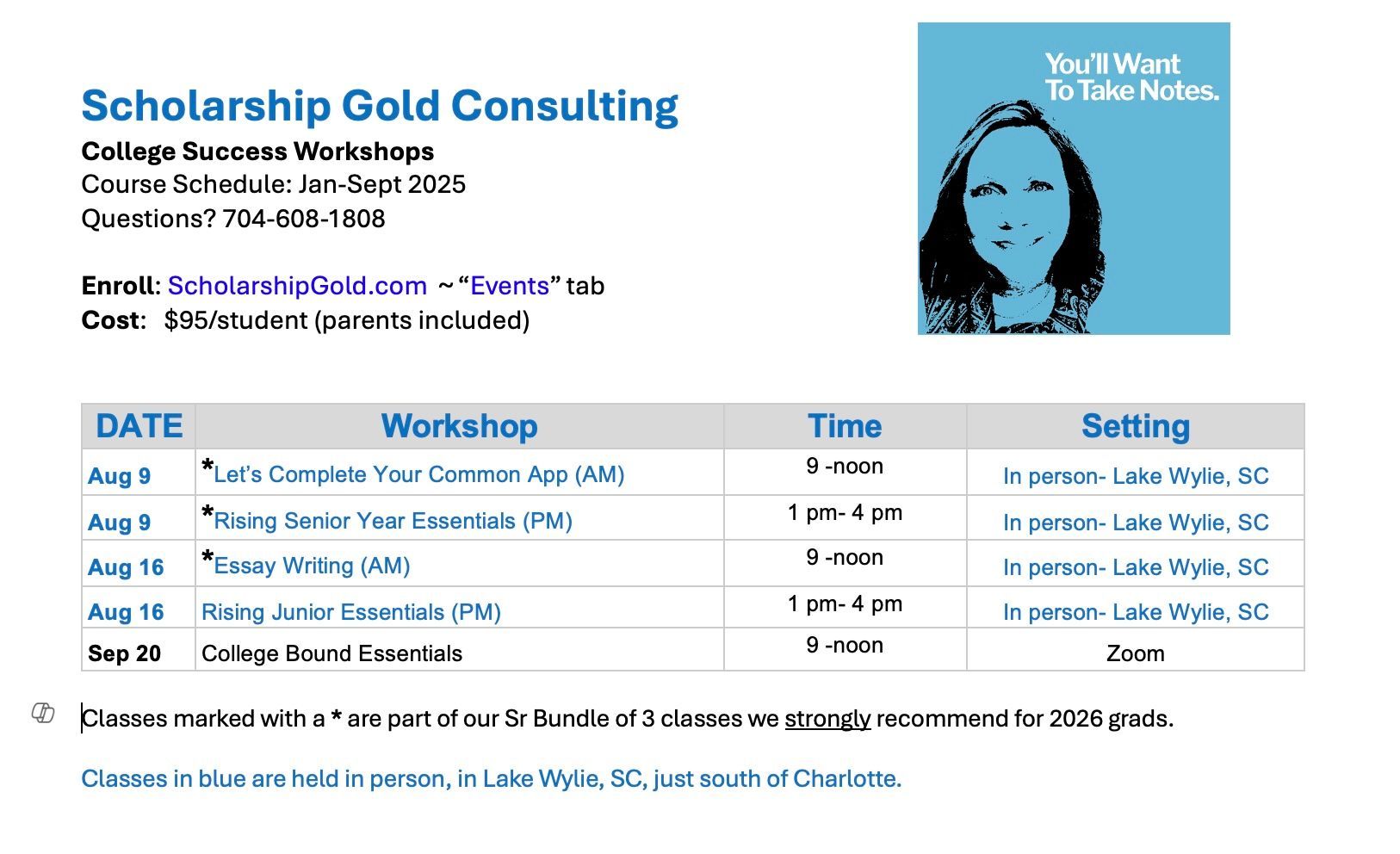 2025 college prep workshops