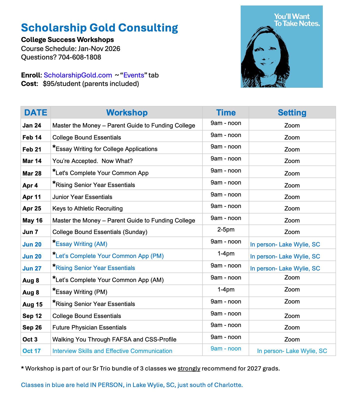 2025 college prep workshops