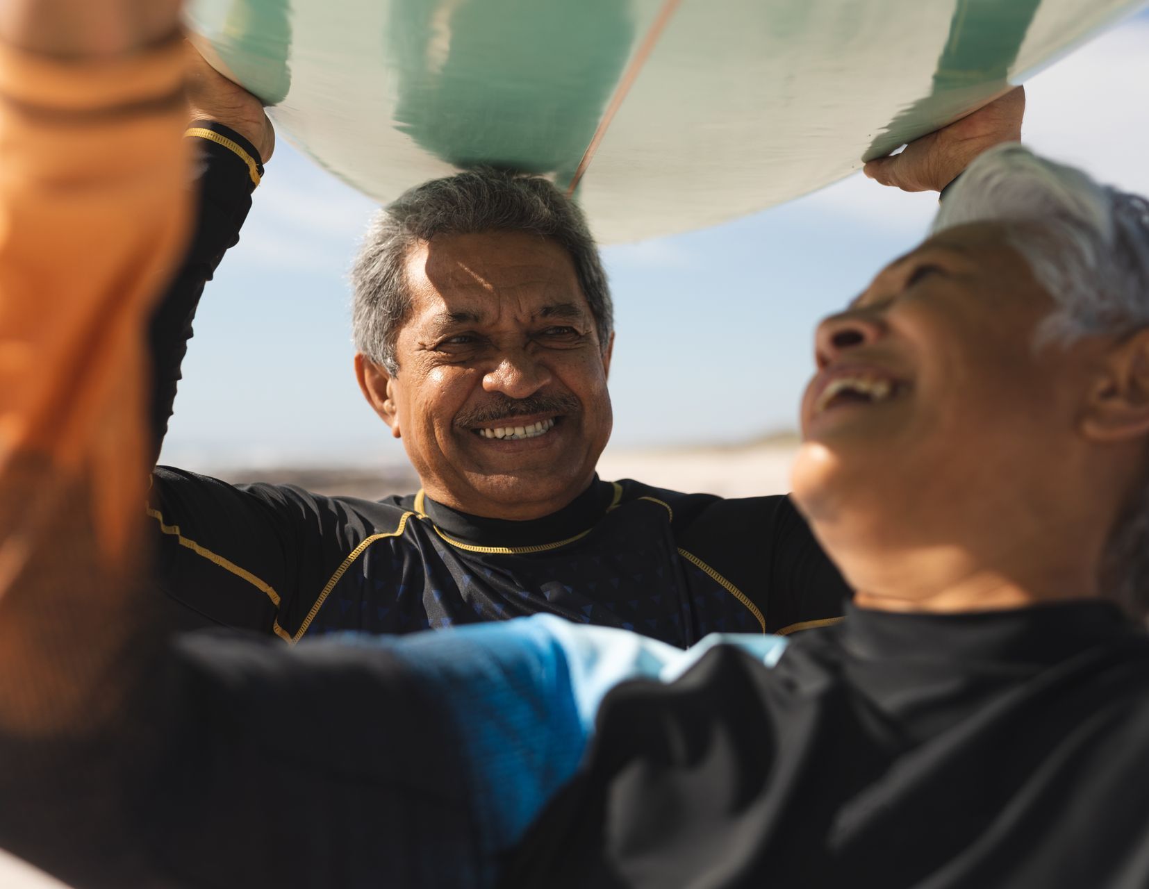 A snowy mountain is visible through the trees in the foreground.
