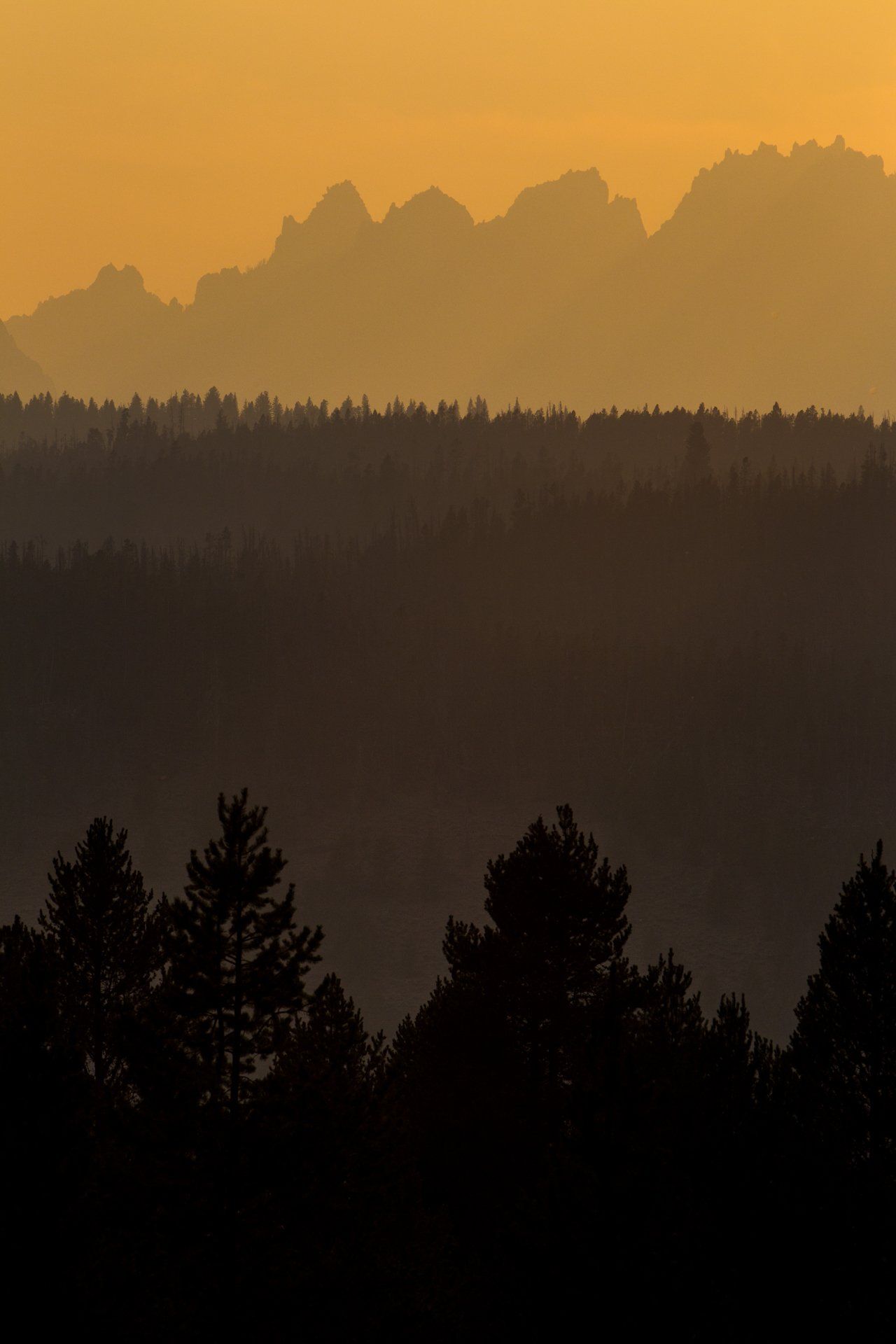 wildfire sunset sawtooth mountains idaho