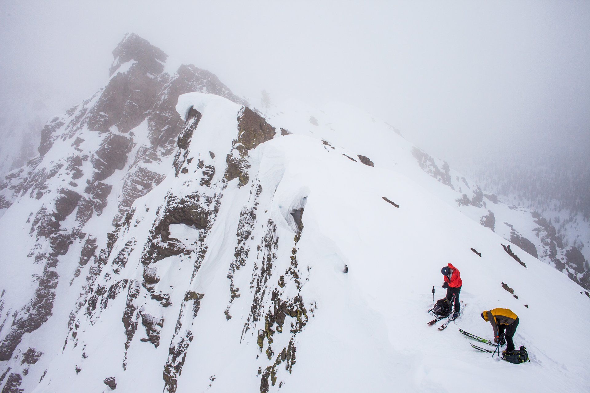 Backcountry skiing steep