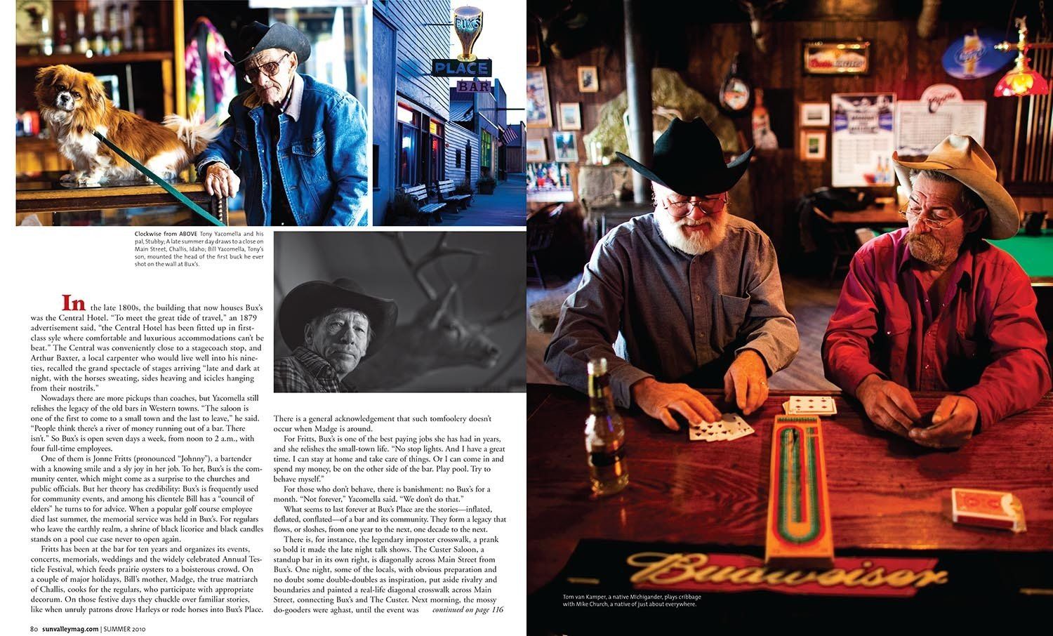Editorial assignment, Sun Valley Magazine, small bar, rural, idaho, Challis, Bux's Place
